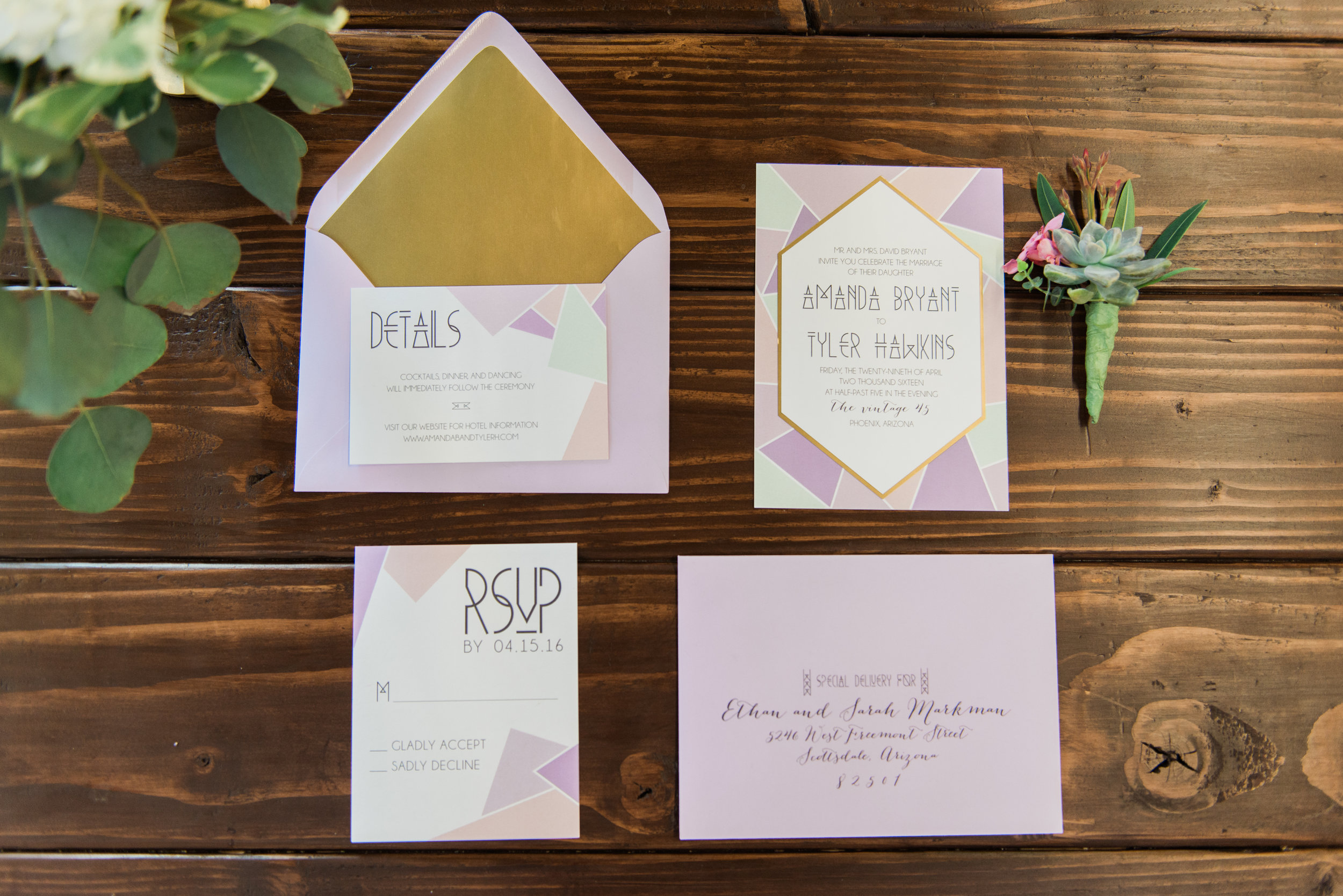 geometric wedding invitation