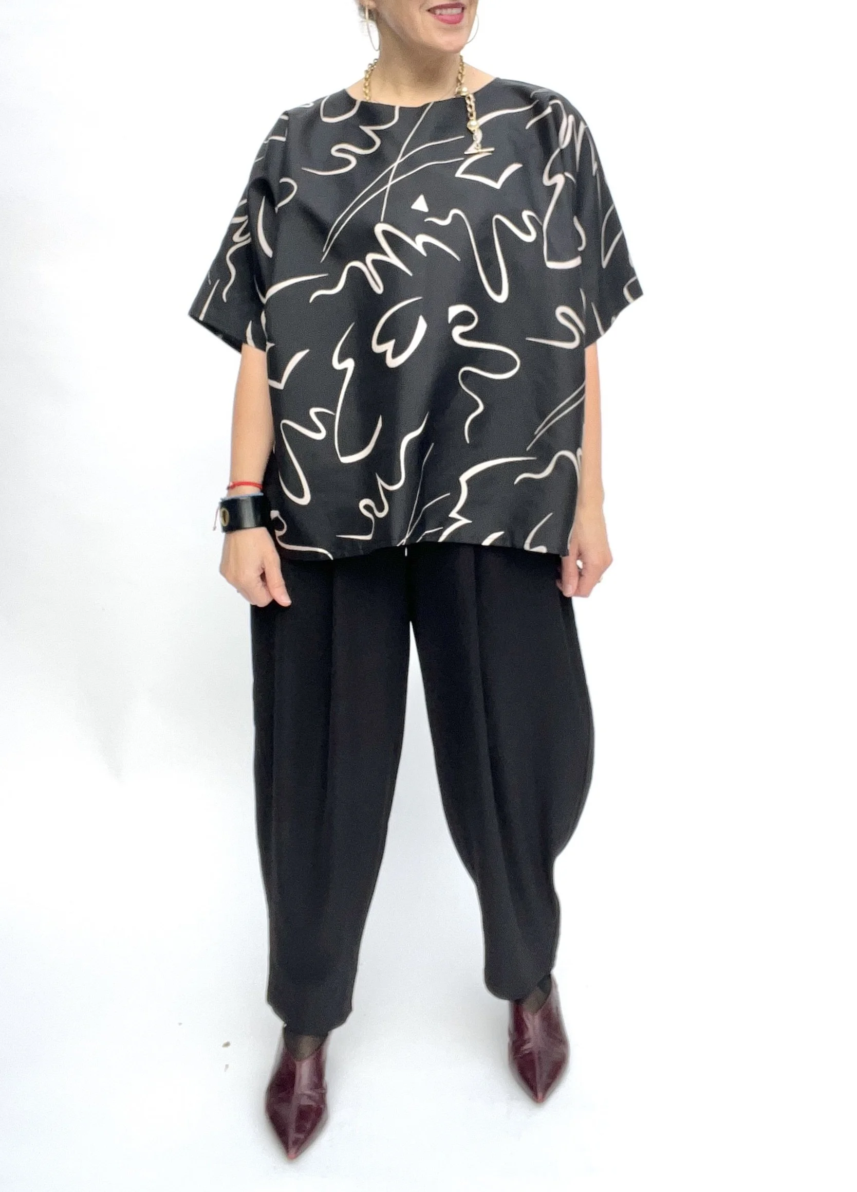 Handmade Limited edition 80's Doodle print top