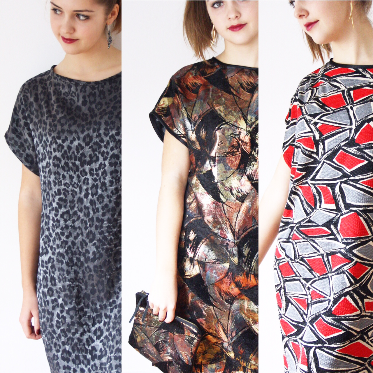 Left: Zinc Leopard / Centre: Ritzy / Right: Mosaic
