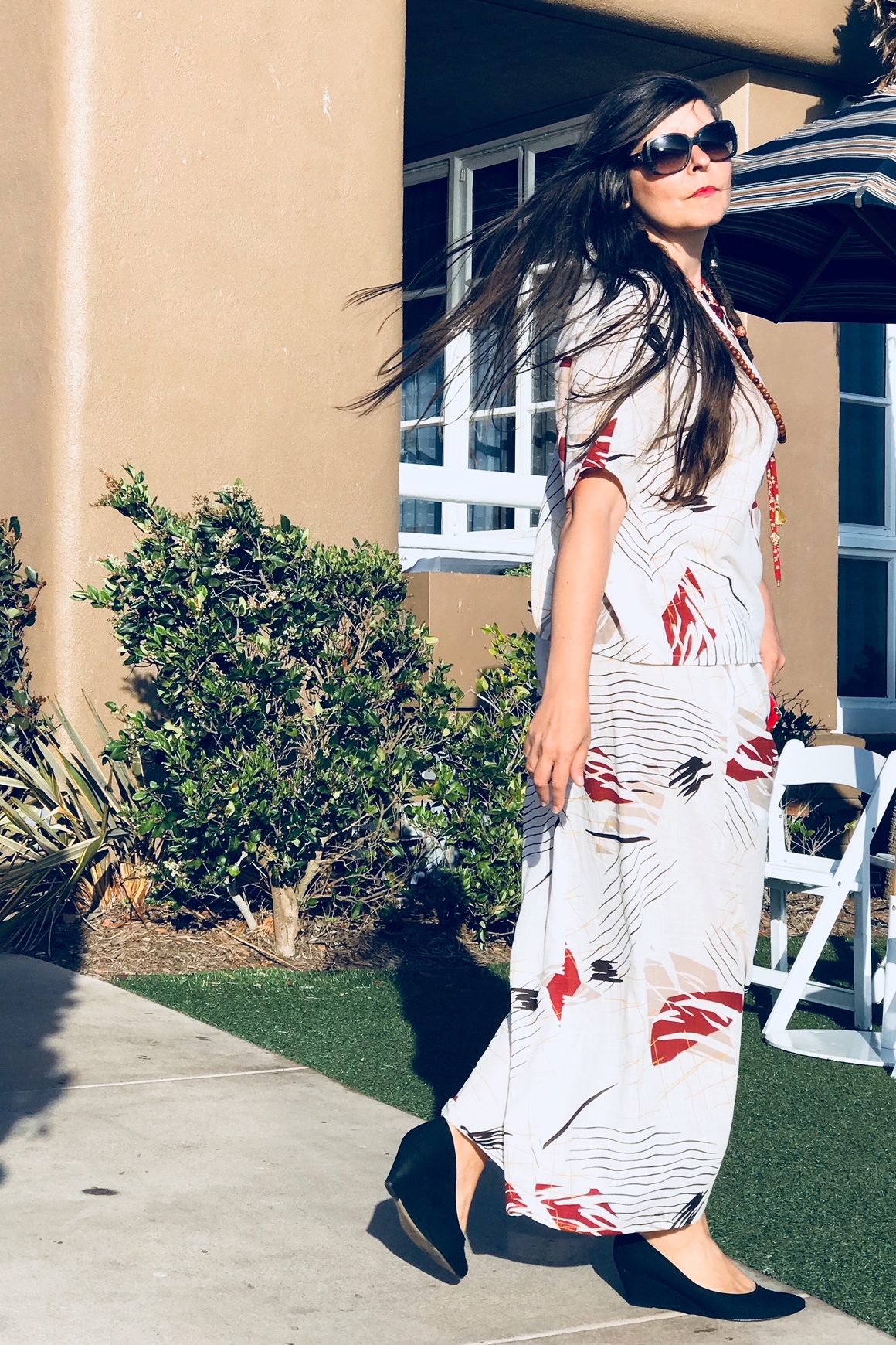 Sylvie in her Safari Original Top + Neat Maxi Skirt, Los Angeles