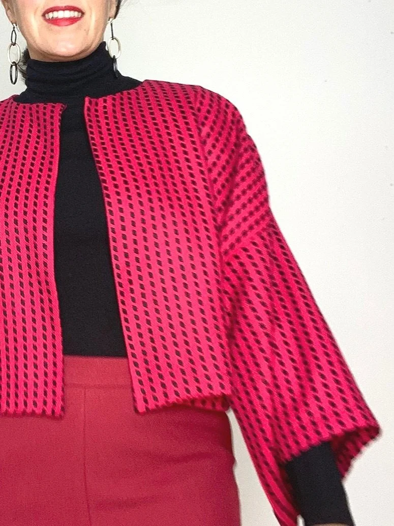 Handmade red wool cropped jacket