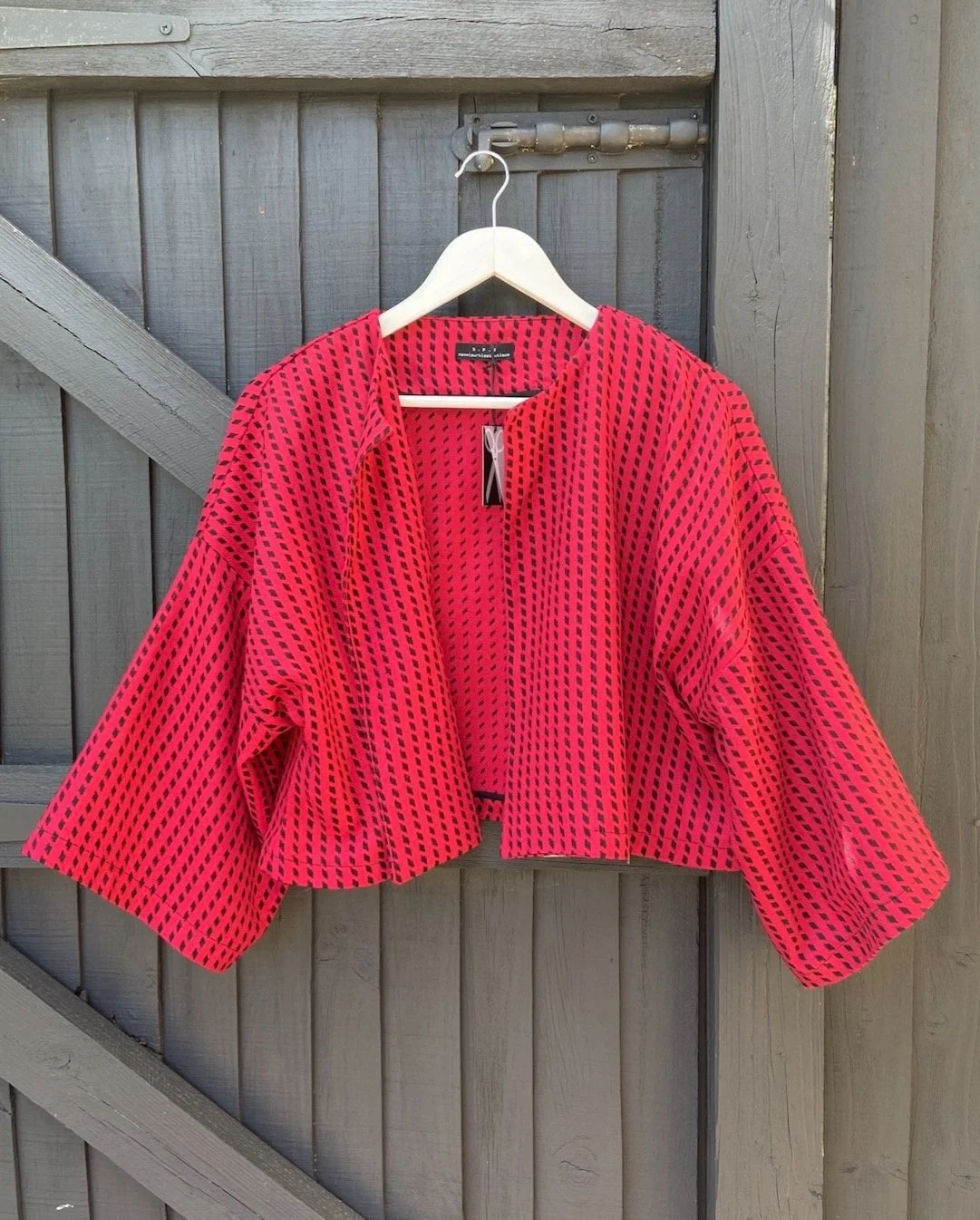 Handmade red wool cropped jacket
