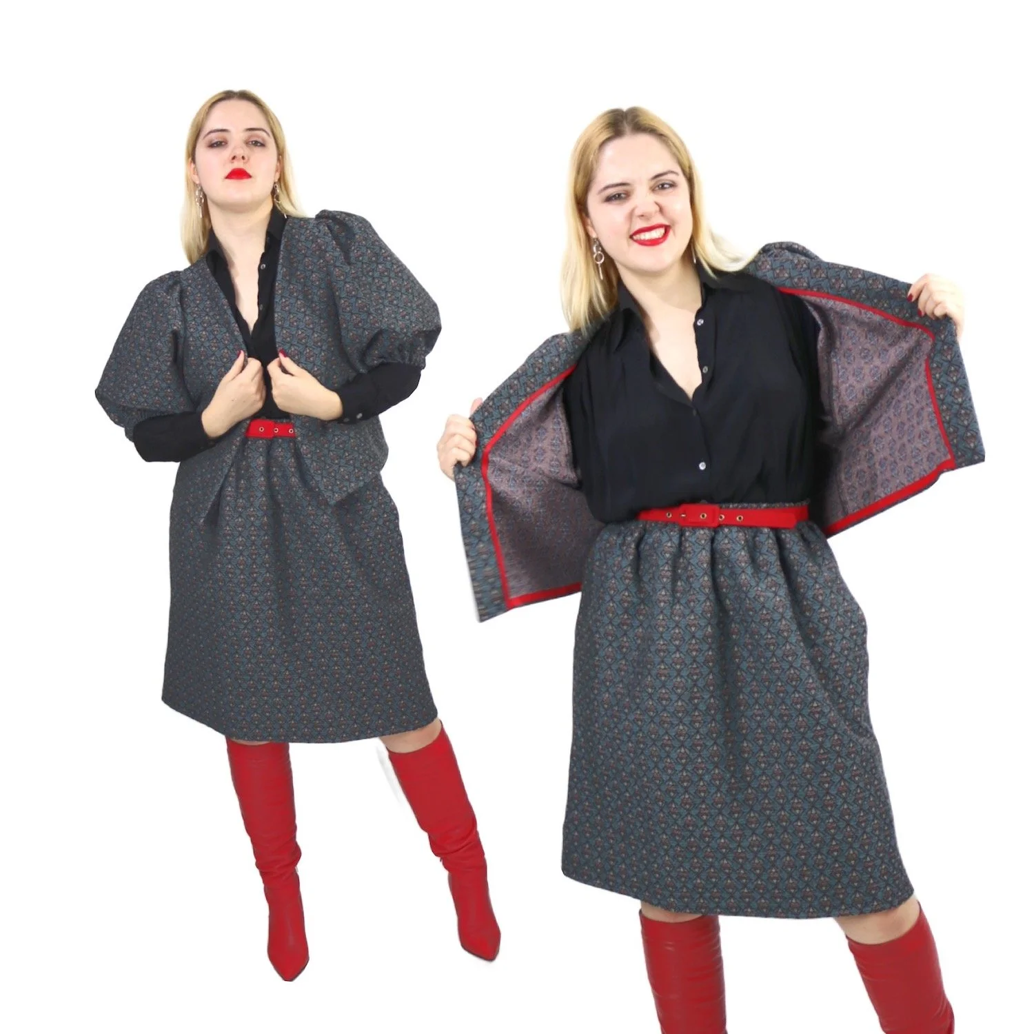 handmade skirt with vintage geometric fabric (Copy)