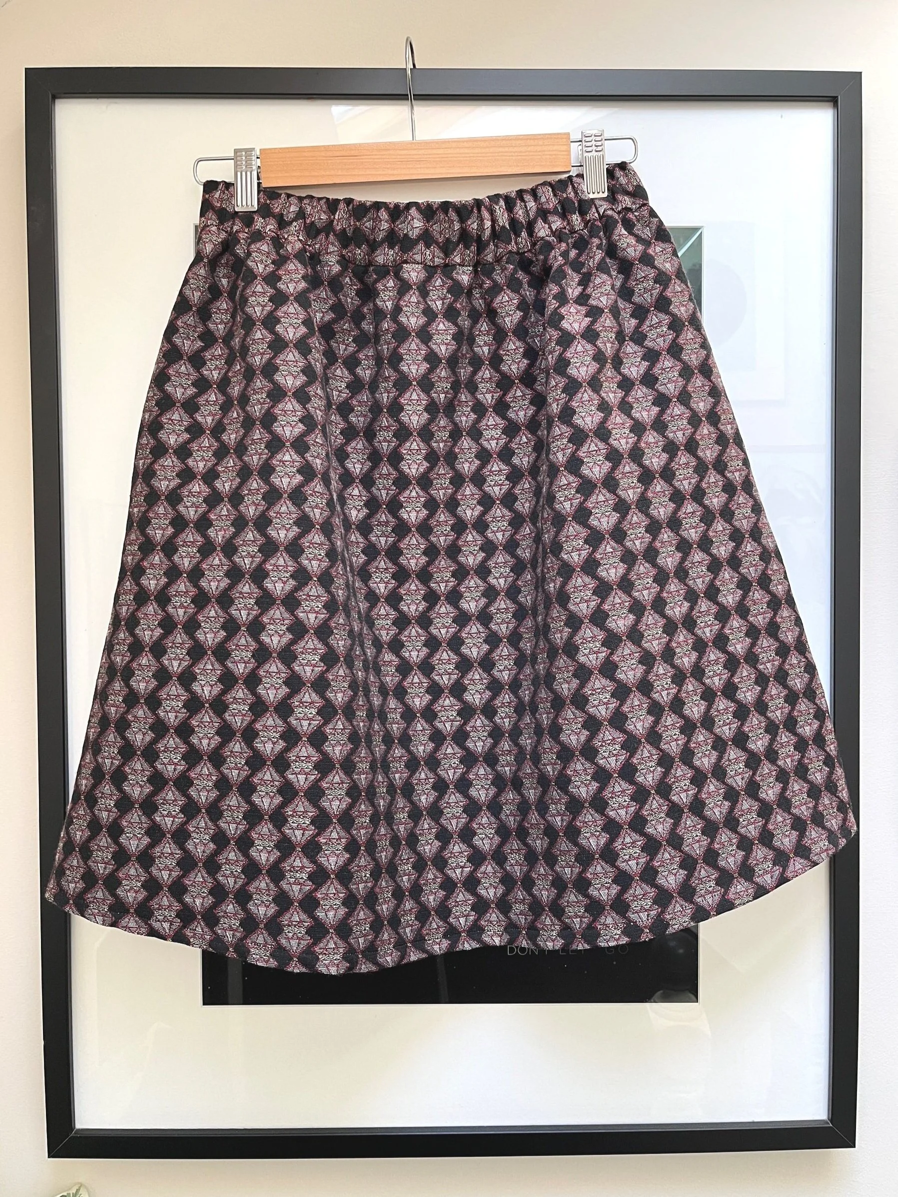 handmade skirt with vintage geometric fabric