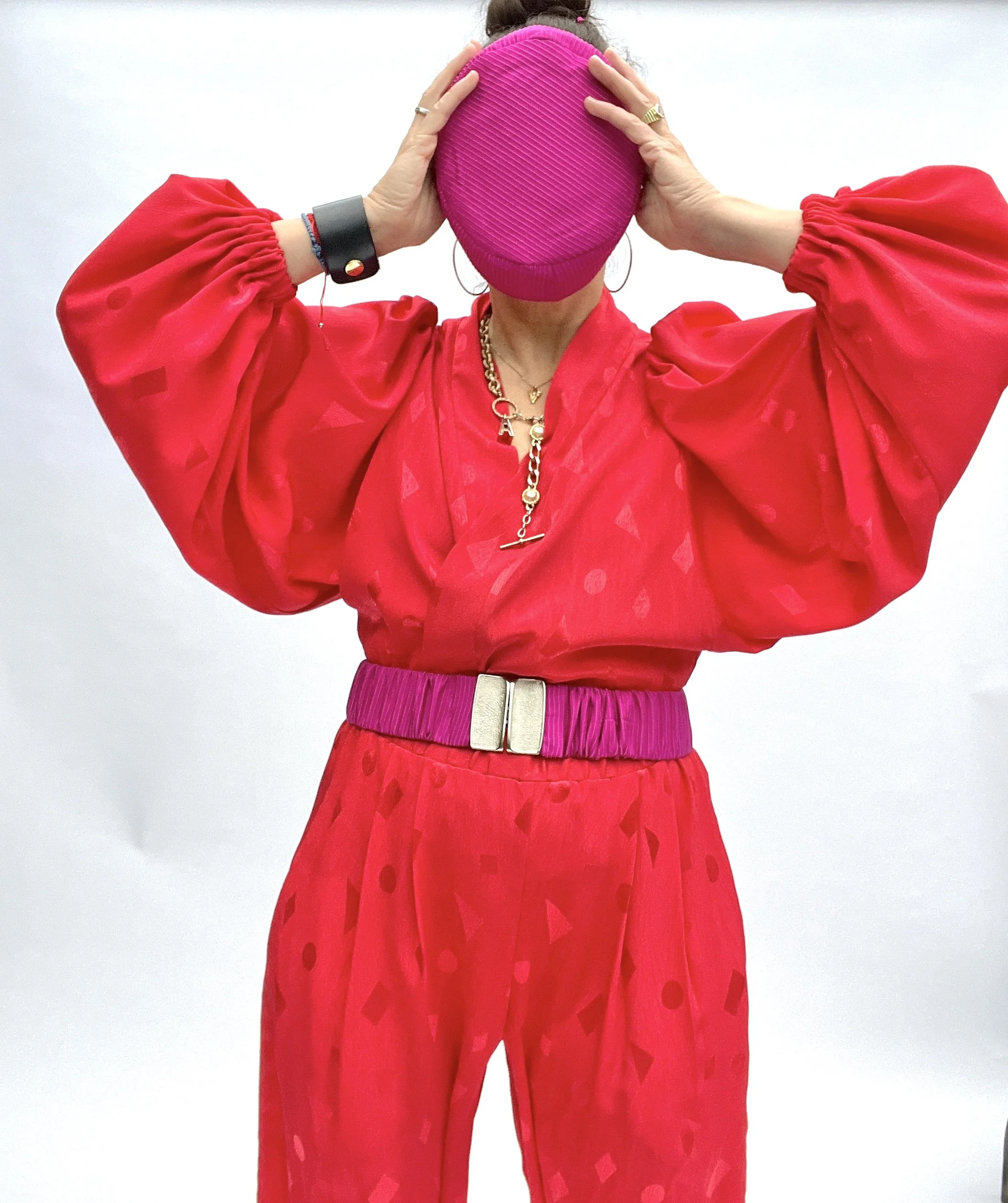 vintage buckle hot pink belt