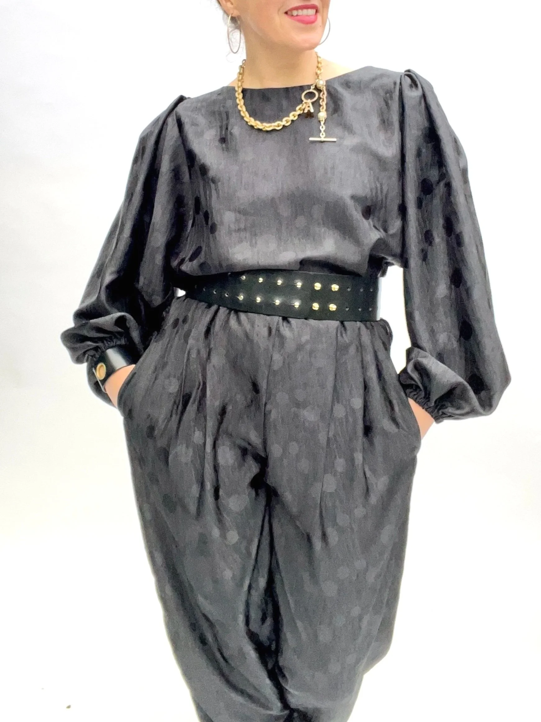 Black dressy tapered leg trousers