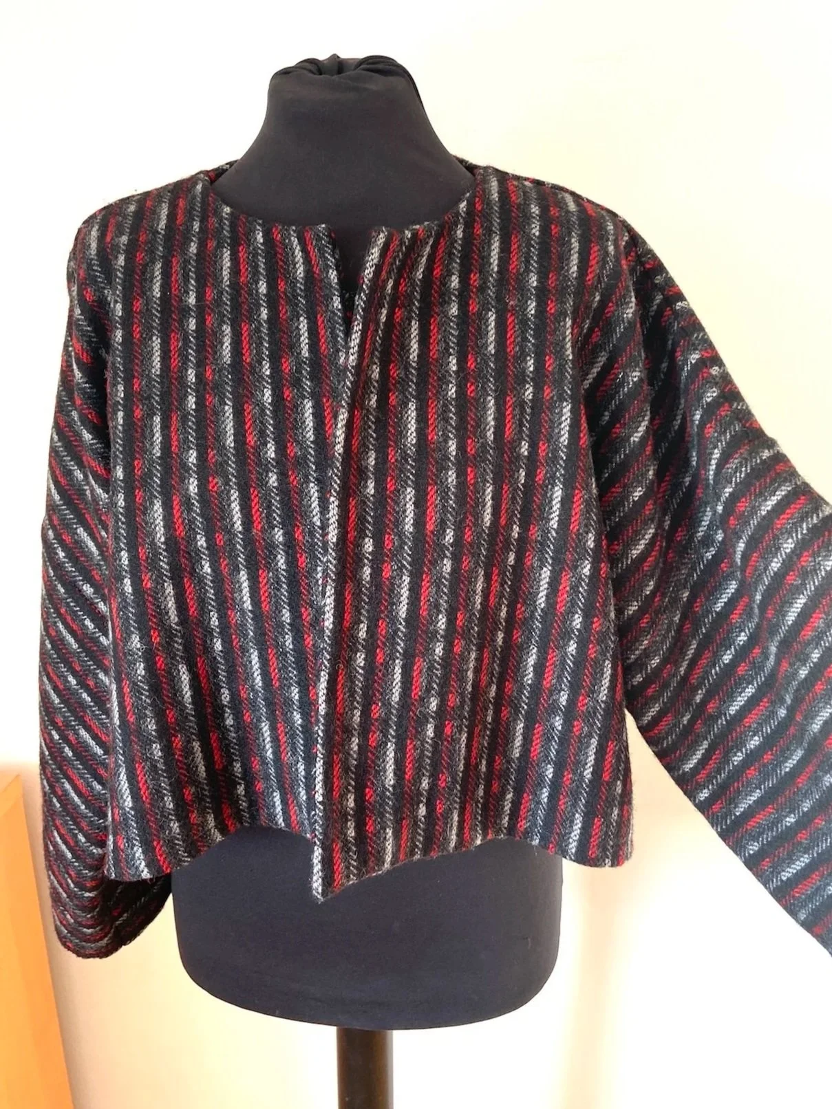 handmade in london striped wool cropped jacket