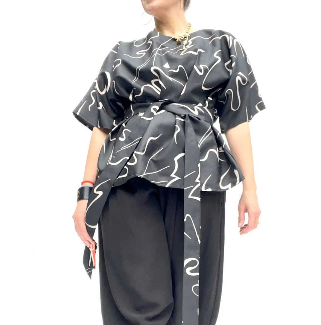 Handmade Limited edition 80's Doodle print top