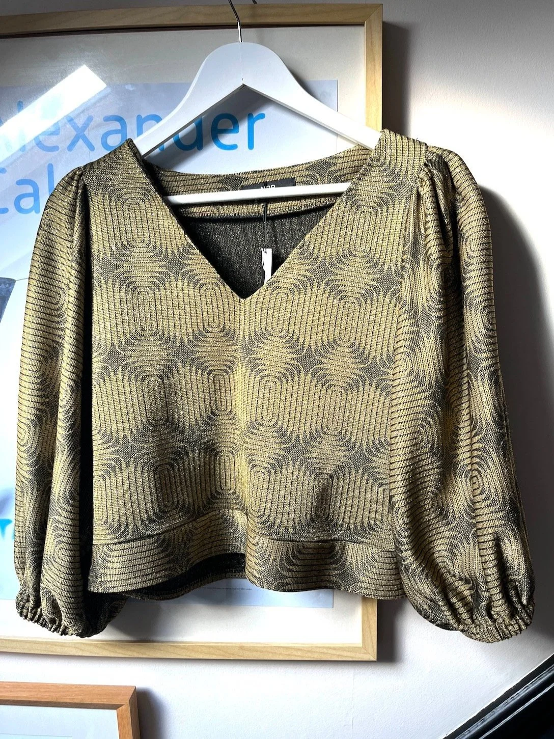 gold lurex puff sleeve top