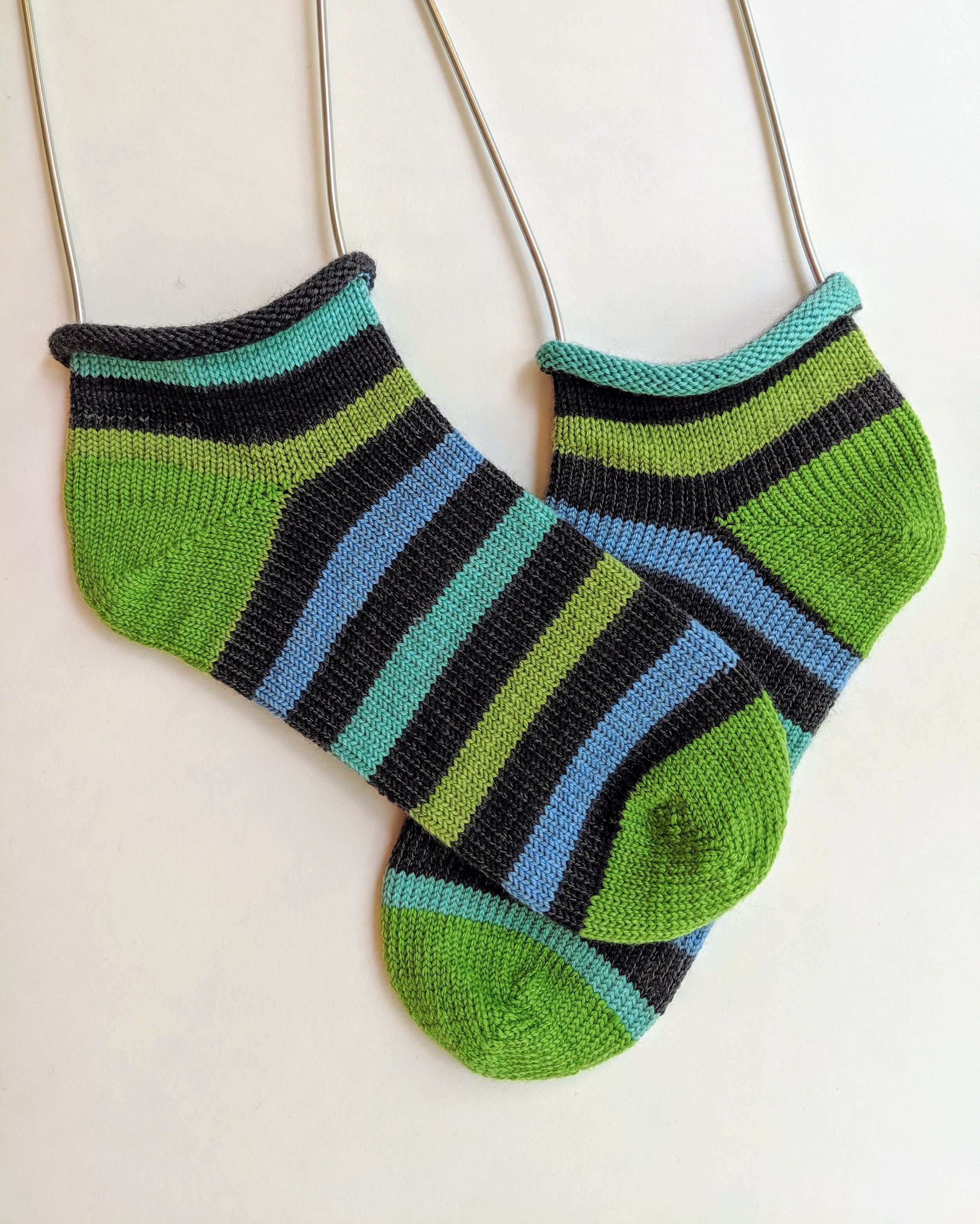 Roll top shortie socks; wool and nylon