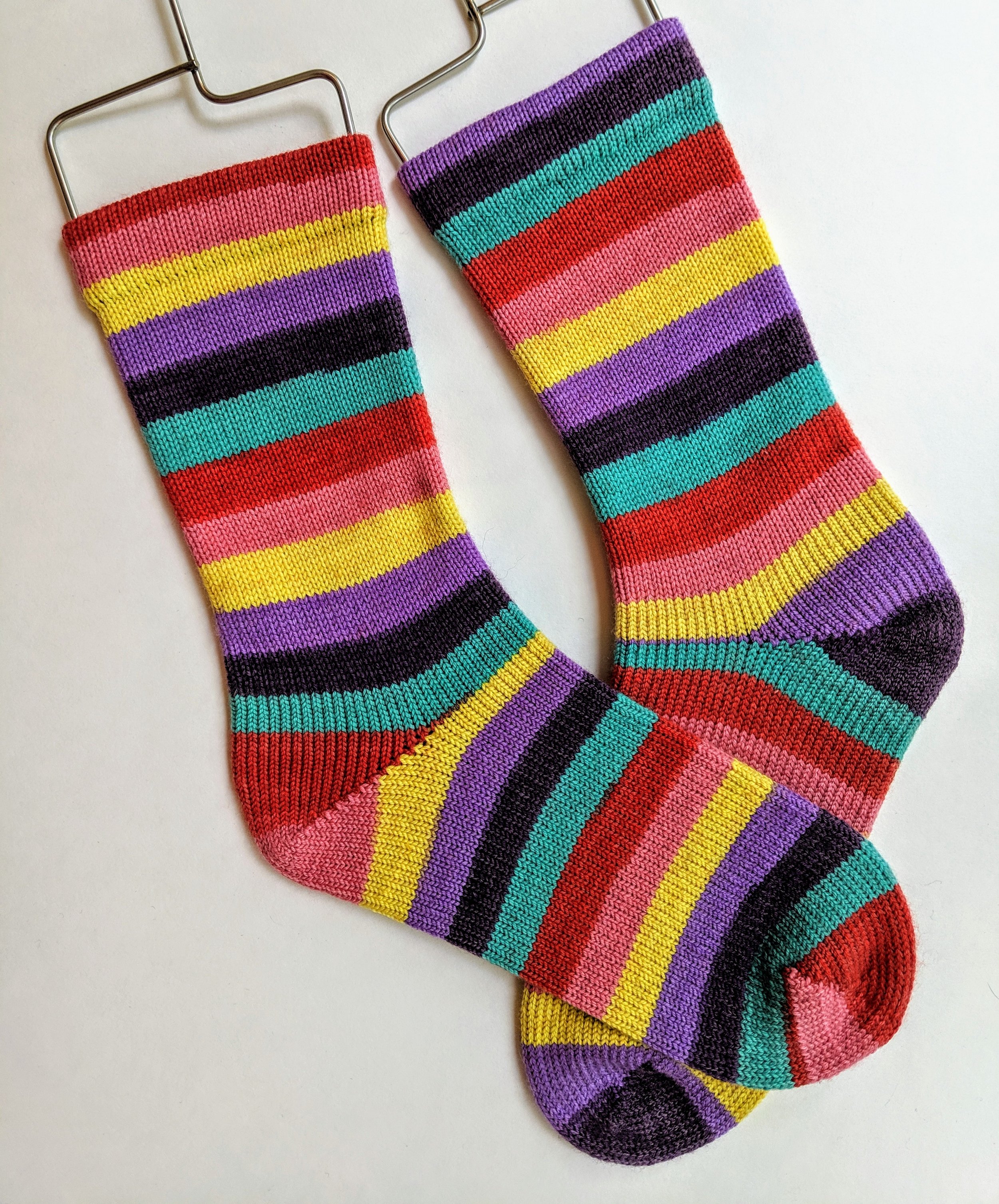 Fiesta stripe socks; wool and nylon