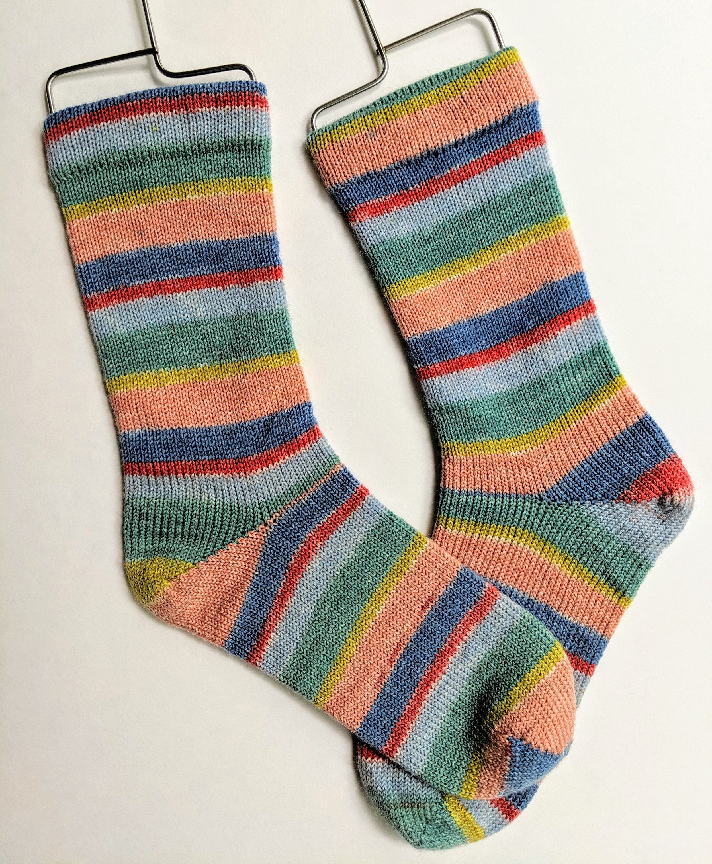 Cottage stripe socks; wool and nylon