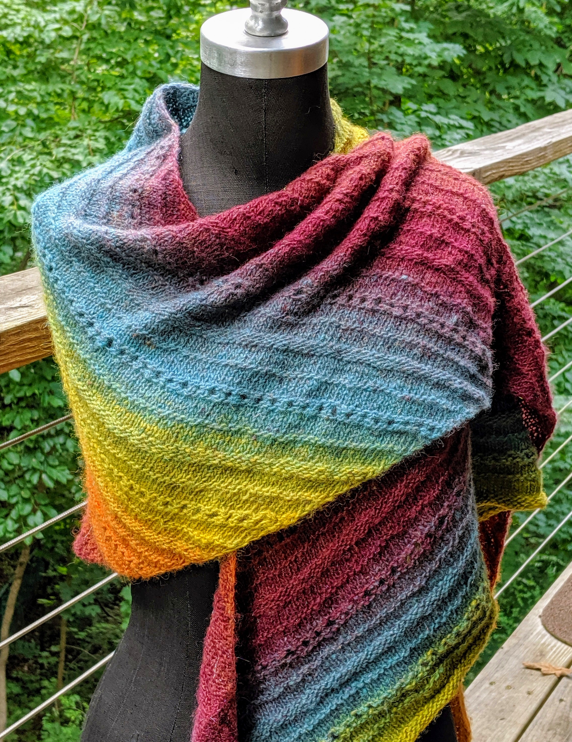 Color gradient shawl; handspun alpaca