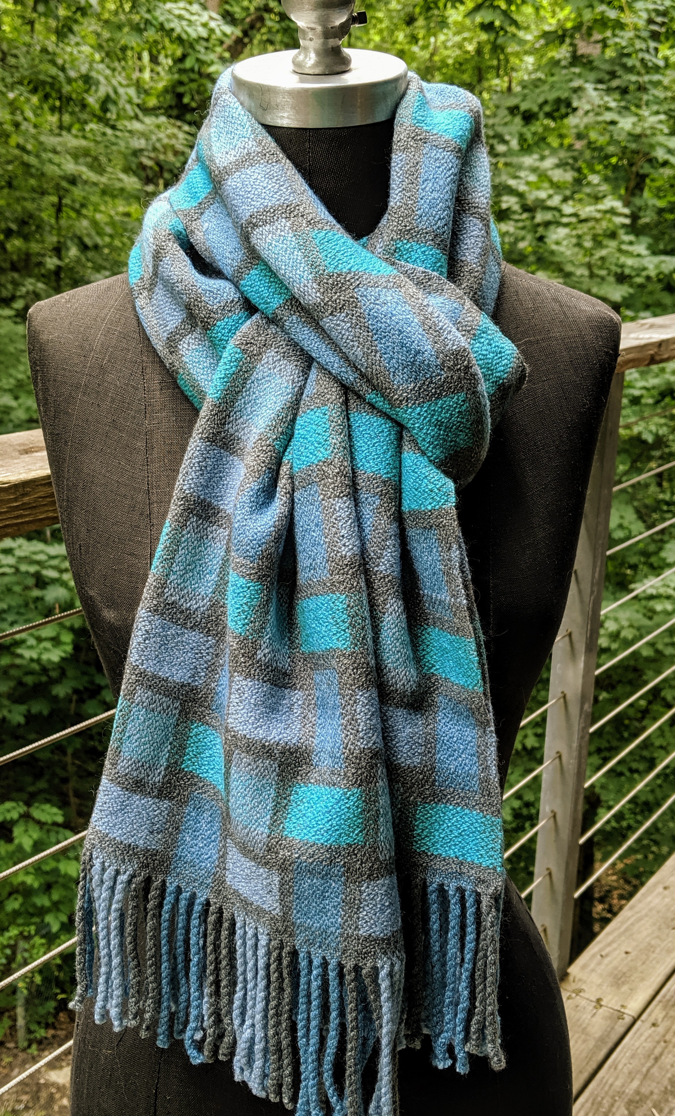 Broken twill scarf; wool and silk