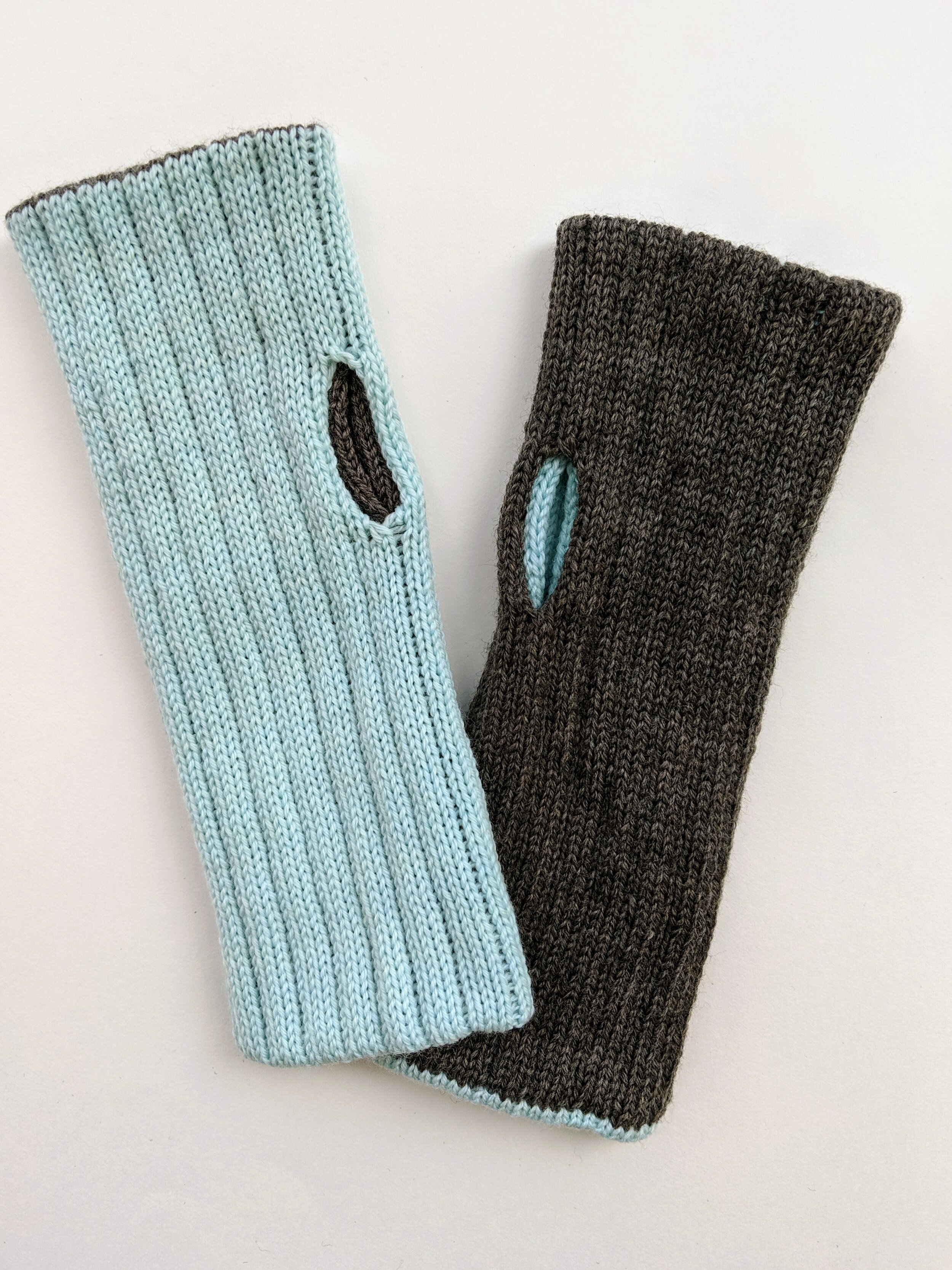 Reversible hand warmers; wool and nylon