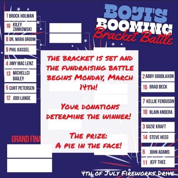 Hey everyone! Let&rsquo;s raise MONEY for the Lakes BIGGEST BOOMBASTIC 4th of July! 💥💥💥
I&rsquo;m feeling pretty honored to be #3 behind @brockdholman and @abbygoods ! So now we&rsquo;re at the next level! Its time to DONATE in my name. I&rsquo;ll