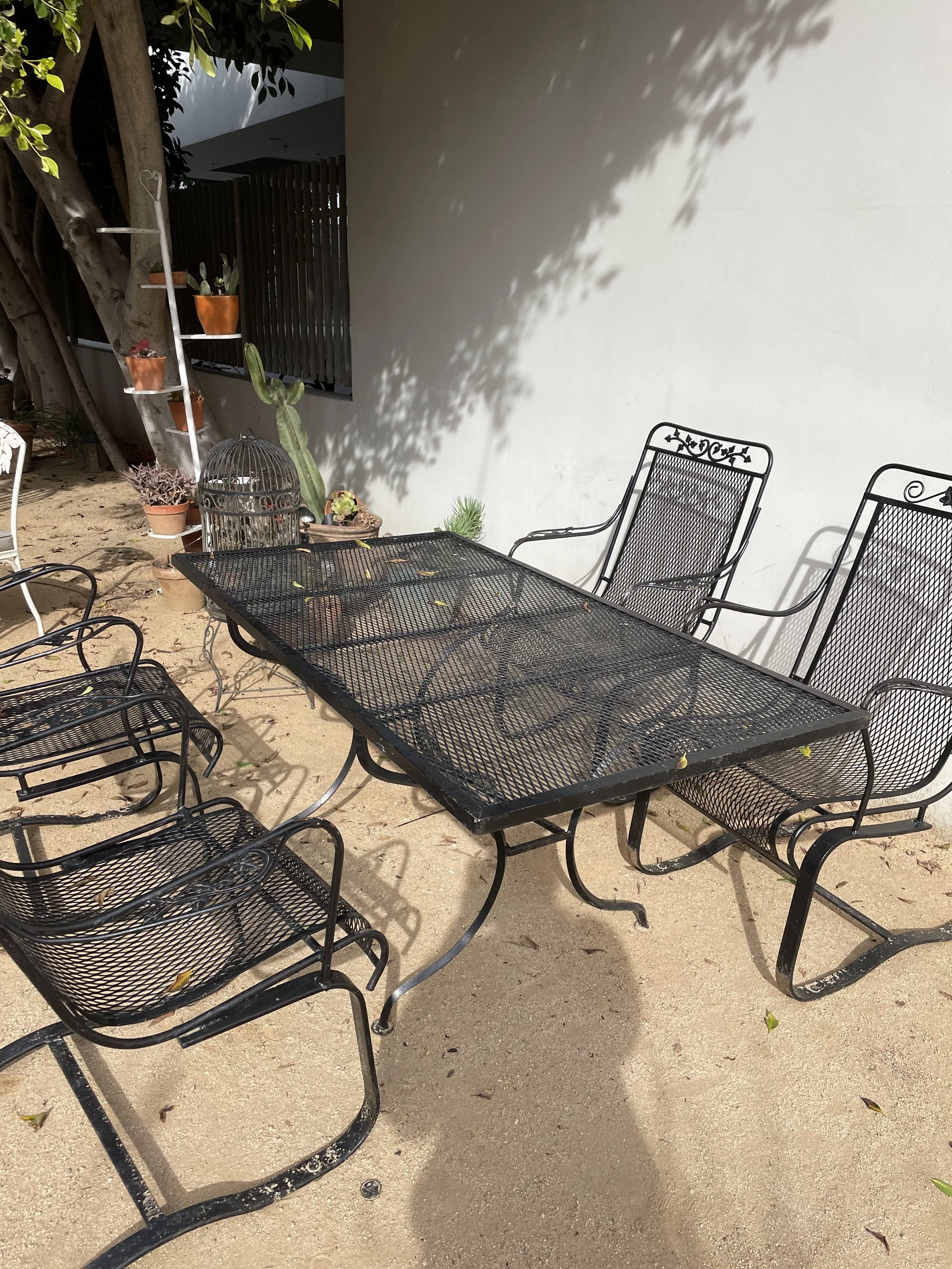 black rod iron patio chairs