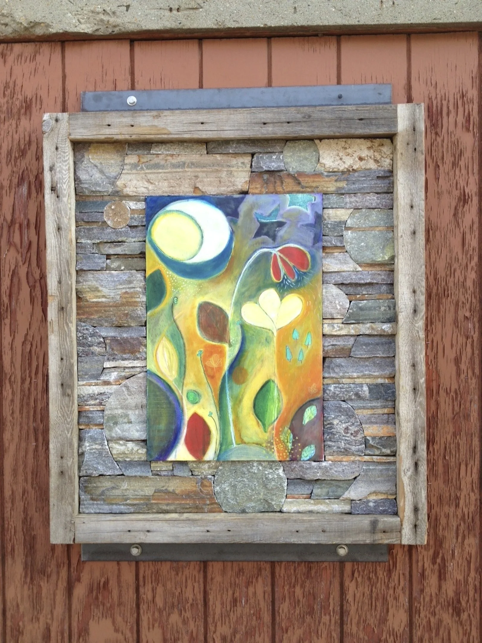 'Kindred' 3.5'x2.5' Stone+Acrylic+Wood