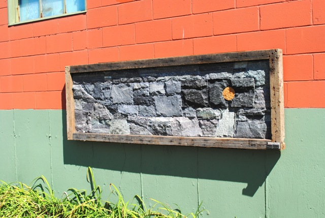 'KNIV' 80"x30" Stone + Wood BTV Arthop: Outdoor Sculpture Winner
