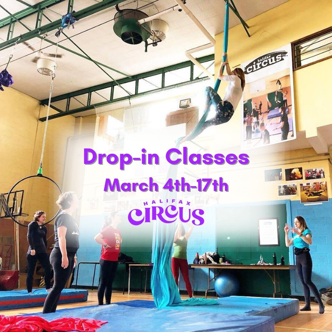 💜Drop in class options at Halifax Circus💚
We're offering many of our classes as ✨drop-ins✨ before our new term starts on March 18th. This is the perfect way to try out a class to see if you would like to sign up for a full term.
Don't want to sign 