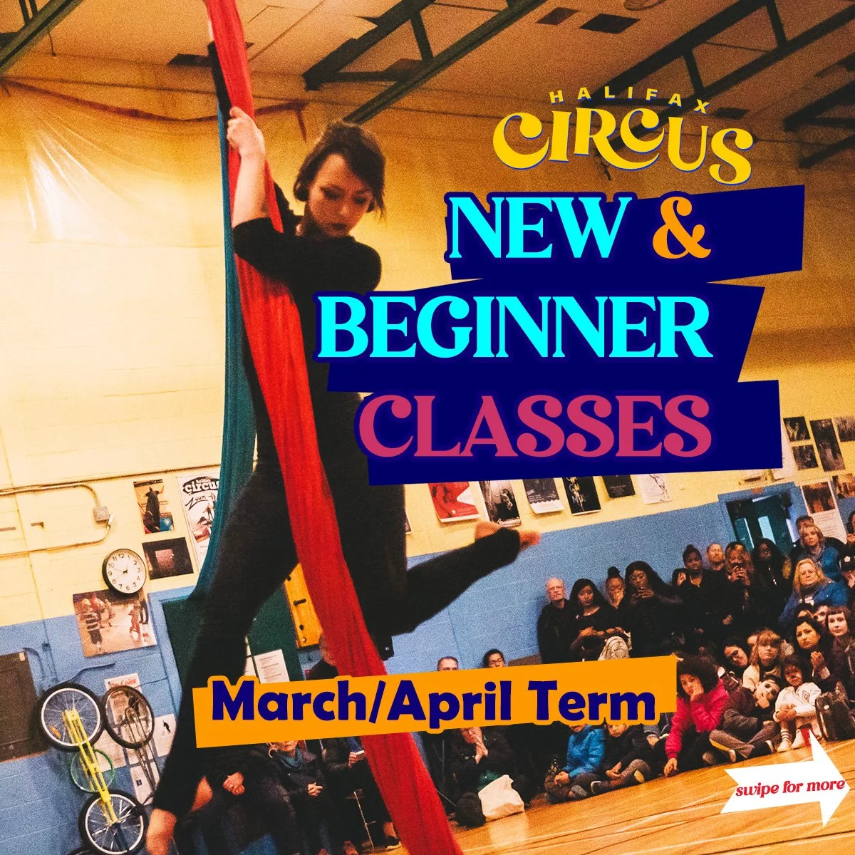 🎪 Our new term kicks off next week! Are you ready to fly, but don't know where to start? Don't worry, we got you 🦅

We've revamped our line-up of beginner aerial classes, with something for everyone:

🔴 NEW CLASS! Aerial Silks Beginner
Thursdays 5