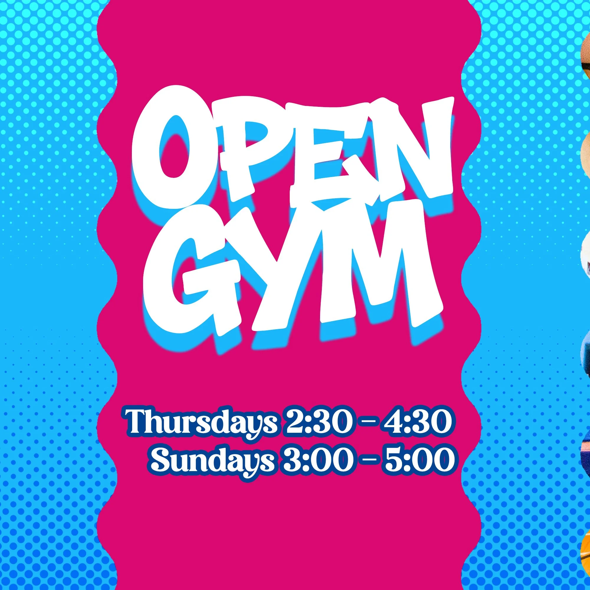 Our Open Gym is a 2-hour, twice a week block where you are free to practice the skills you've learned in class. and hang out with other students and circus enthusiasts!

🔶THURSDAYS 2:30pm - 4:30
🔷SUNDAYS 3:00pm - 5:00

You can sign up by emailing r