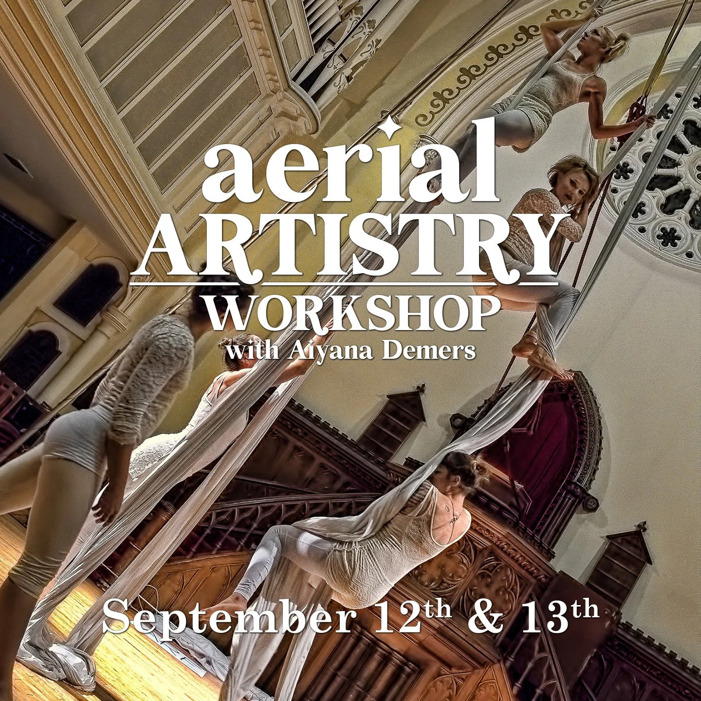 This weekend! Aerial performance isn't just about tricks - fluidity, timing and presentation all come together to capture your audience.

Aiyana will take you through an intensive, 2-day aerial workshop that will take your aerial performance to a hig