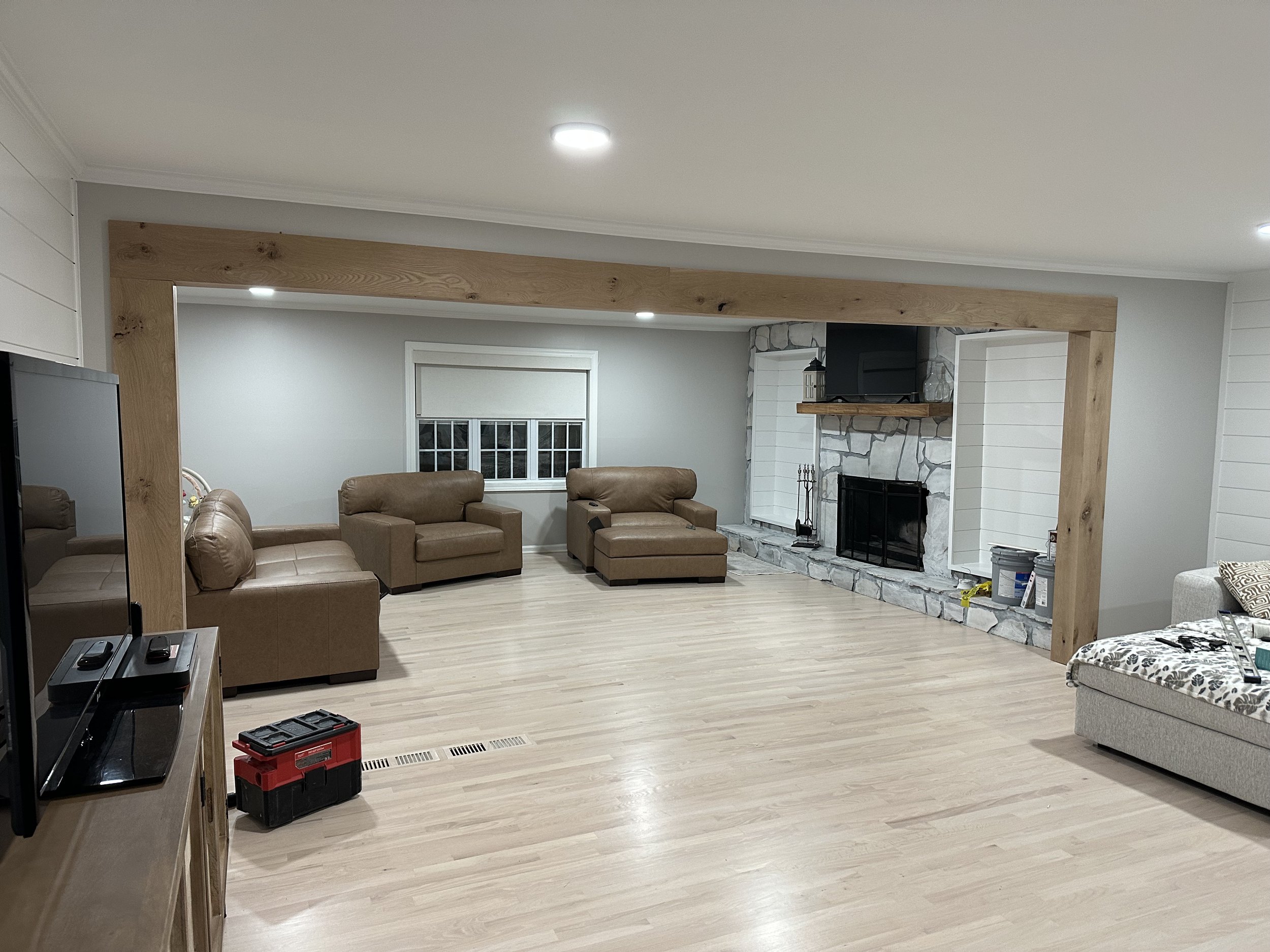 New 16ft opening, new smooth ceilings, lighting, shiplap, beautiful new floors.
