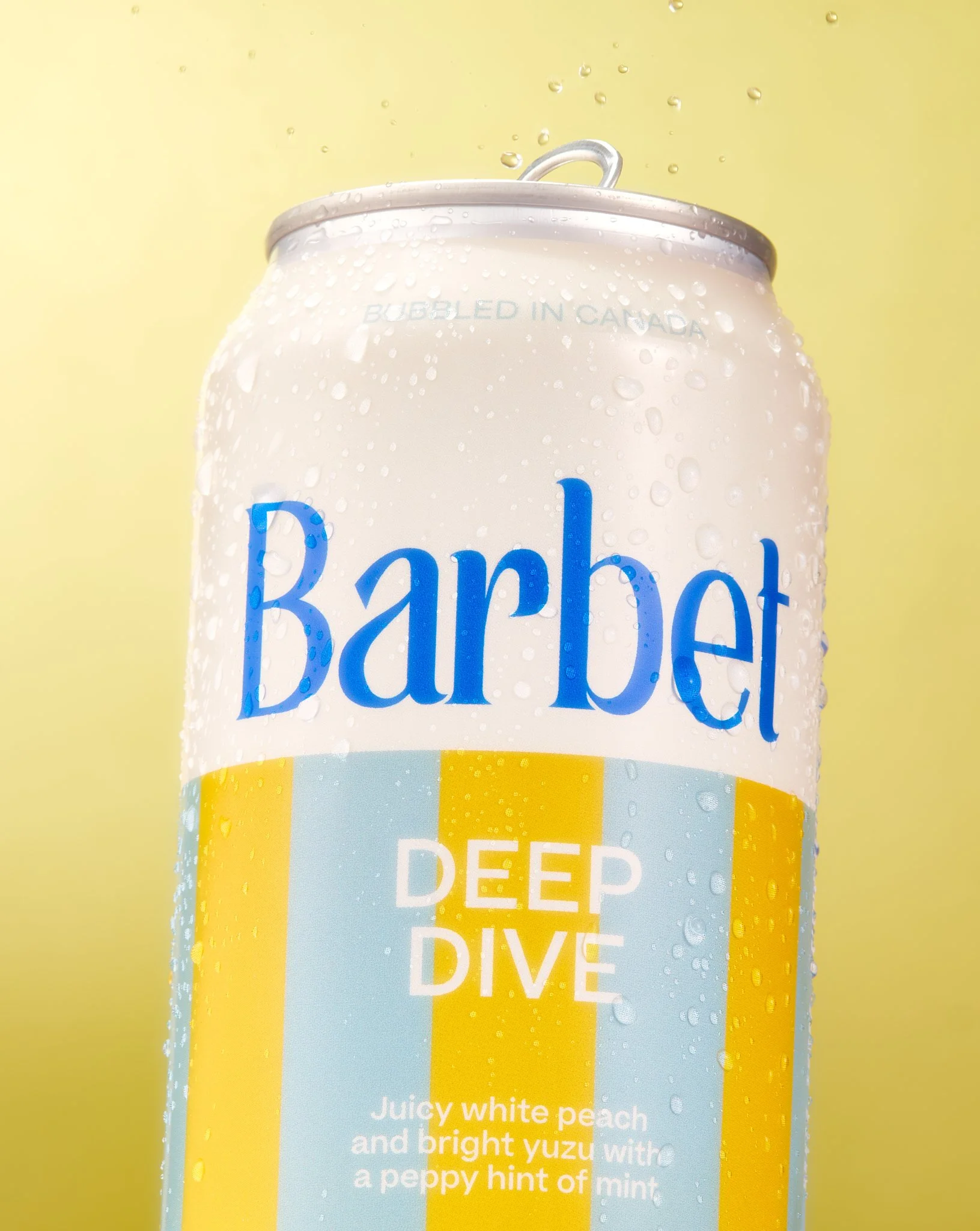deep dive sparkling water barbet cans photographed by toronto food and drink photographer Christie Vuong