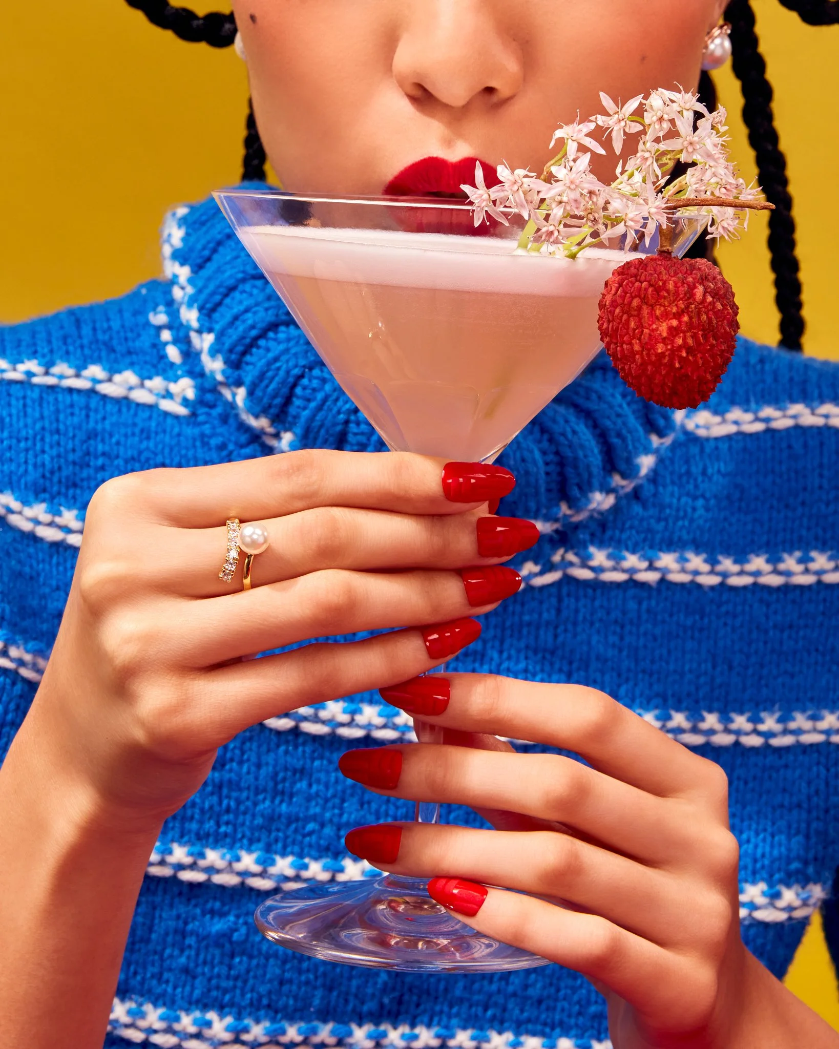  Lunar New Year Drink Photography of Lychee martini with model by Christie Vuong 