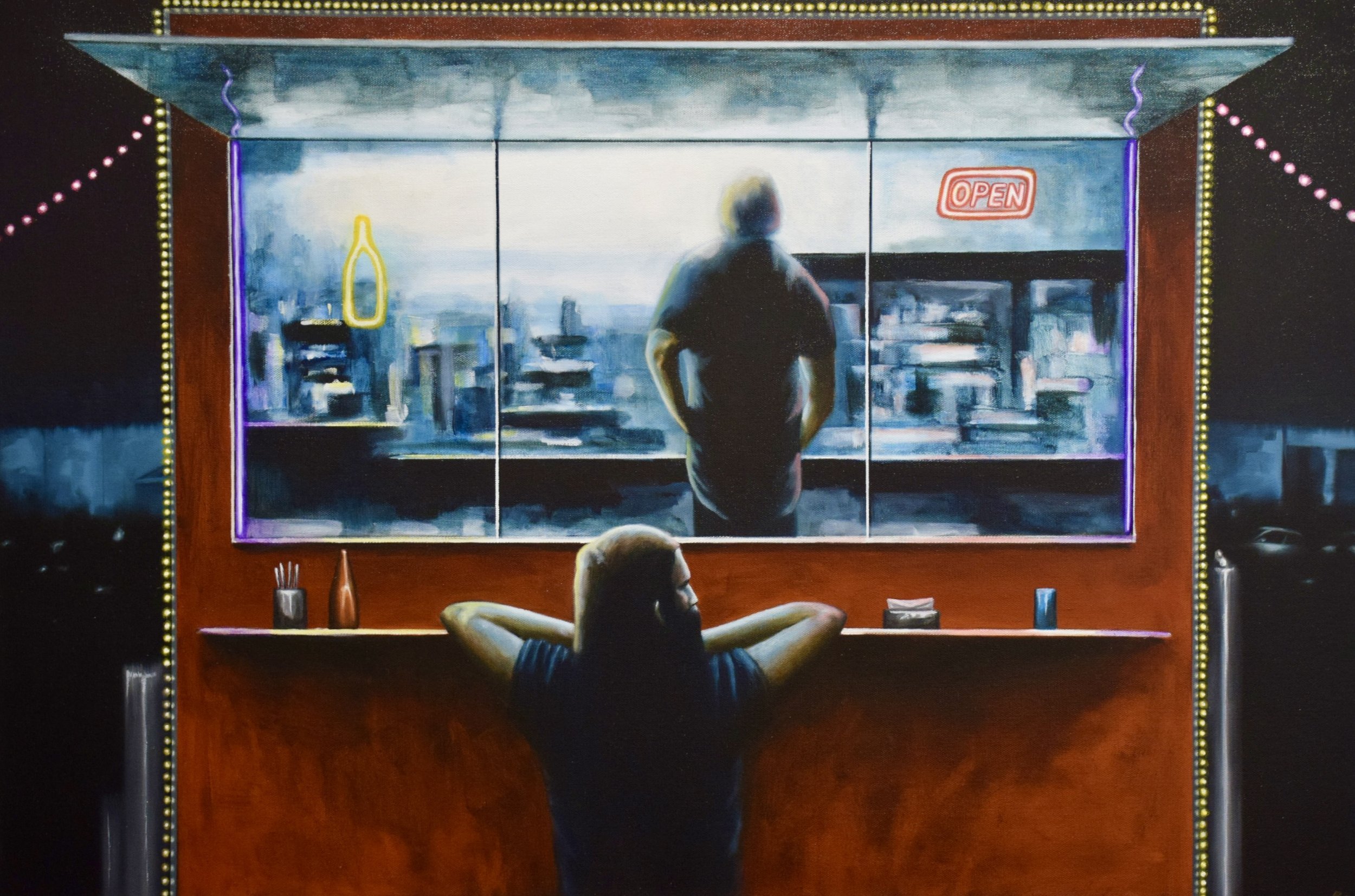 .“Friday Night, Cool Evening,” 2022, Oil on canvas, 24" x 30"  (SOLD)