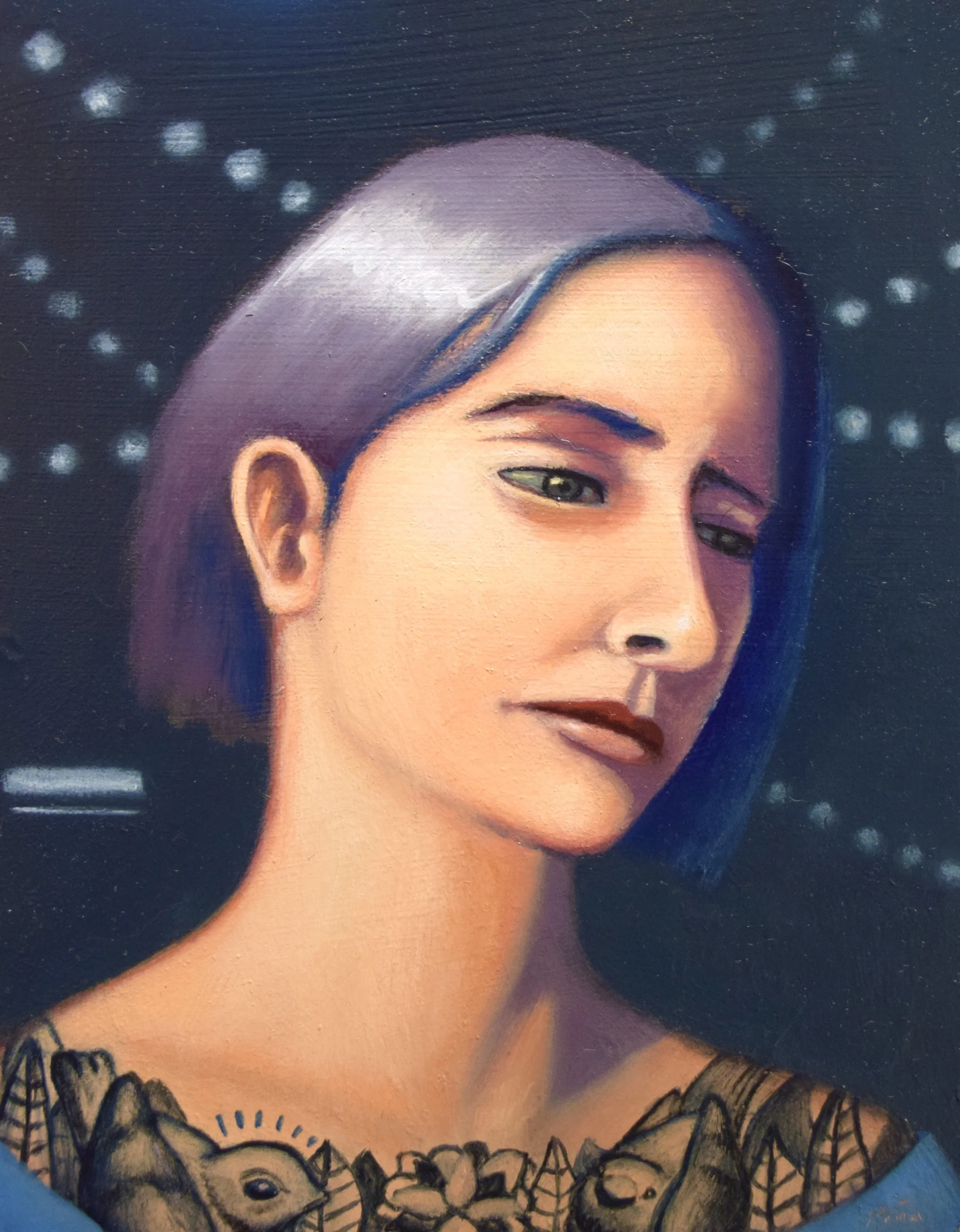 Woman in blue, September Evening