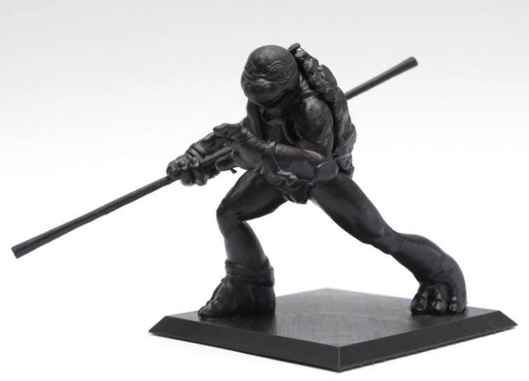 Black Formlabs Resin print of the TMNT Donatello - Model by me, picture taken by Ken Giang