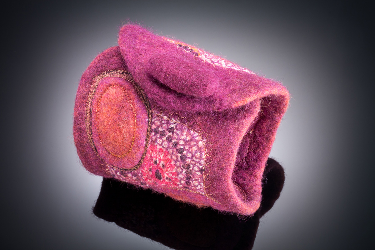 Mauve Felt Button Cuff