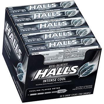 HALLS® EXTRA STRONG MENTHOL FLAVOR | INTENSE COOL | COUGH DROPS | (20  Sticks of 9 Drops, 180 Drops) — Chicago City Distributors, Inc.