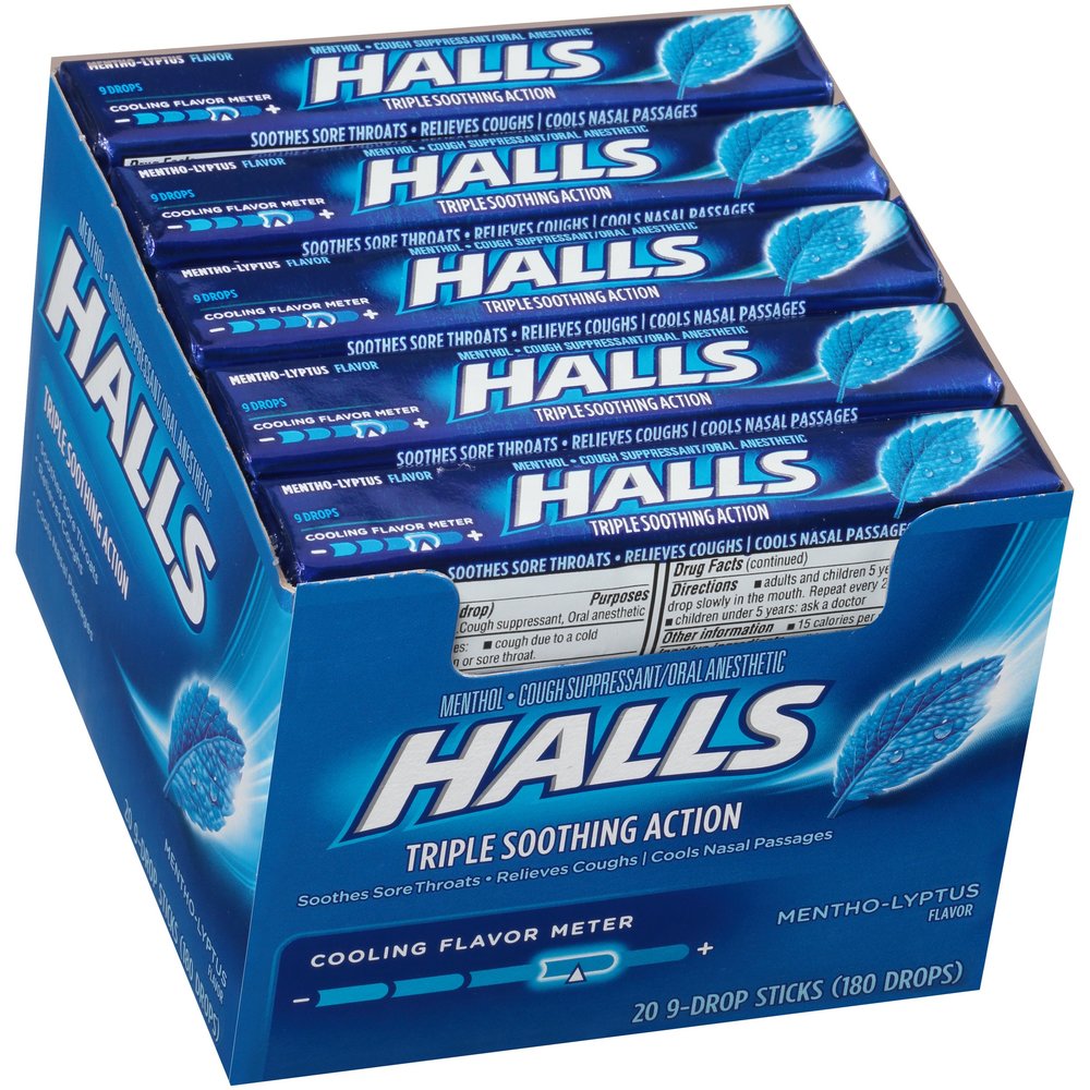 HALLS® MENTHO-LYPTUS | TRIPLE SOOTHING ACTION | COUGH DROPS | (20 Sticks of  9 Drops) — Chicago City Distributors, Inc.