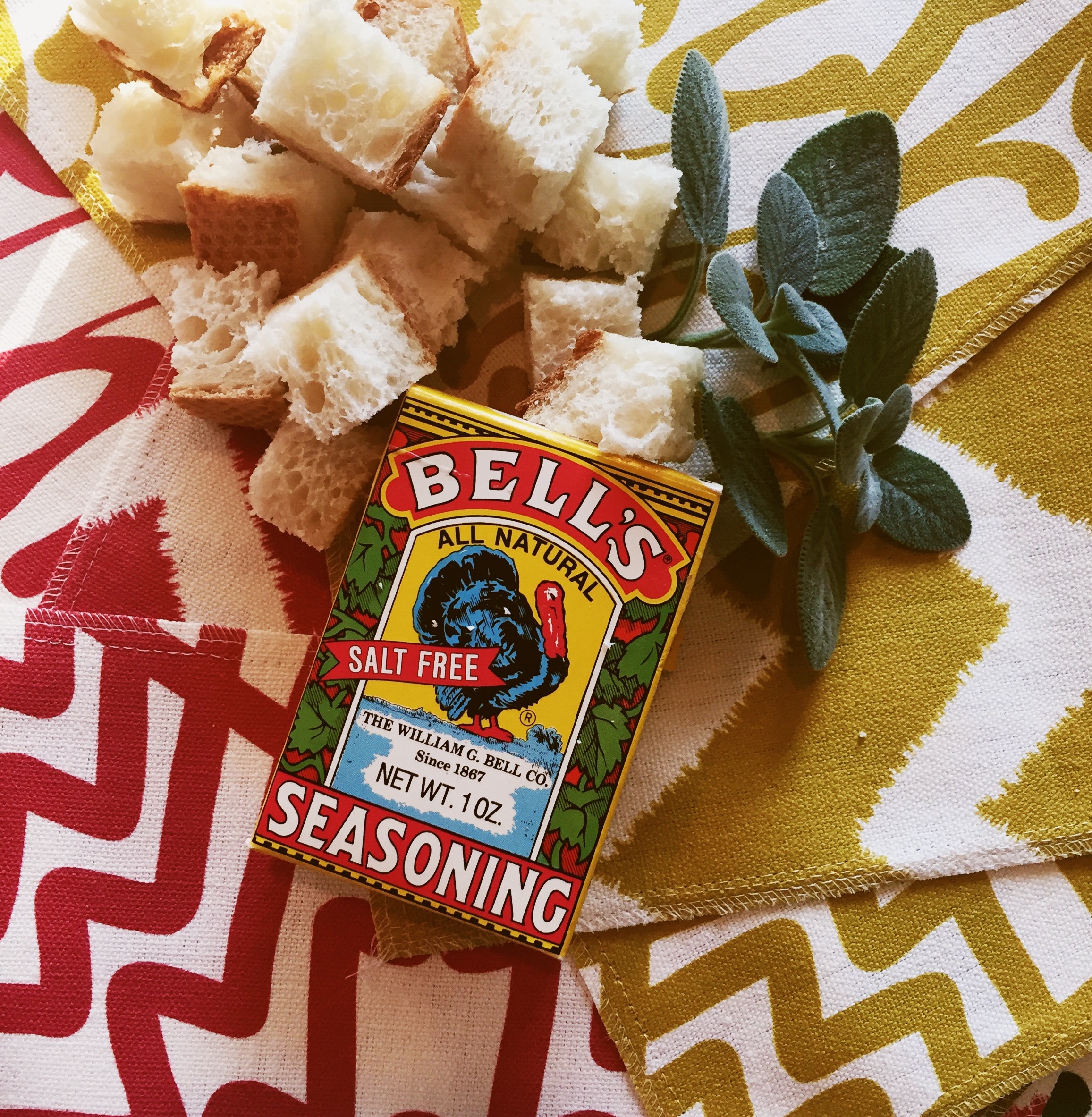 Bell's is the secret to amazing dressing! And don't those Workroom C fabrics look so great with the food? If you are super-handy, you could make a sassy table runner to go with your amazing dinner.