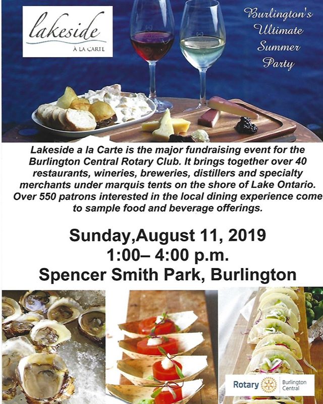 DYK #LakesideALaCarte is an event run by The Rotary Club of Burlington Central? The Rotary Club of Burlington Central brings citizens and #businesses together to better the #community! Get tickets &gt;&gt; link in bio &lt;&lt; #SampleSipSavour