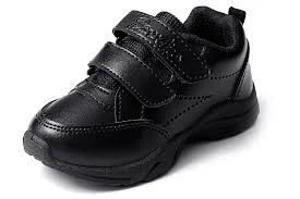Black leather style velvro shoe