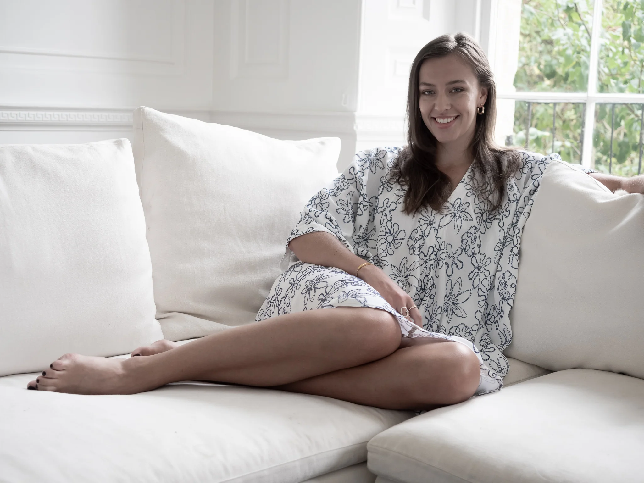 S29BF - Cover Up Tunic - Blue Flower Crepe