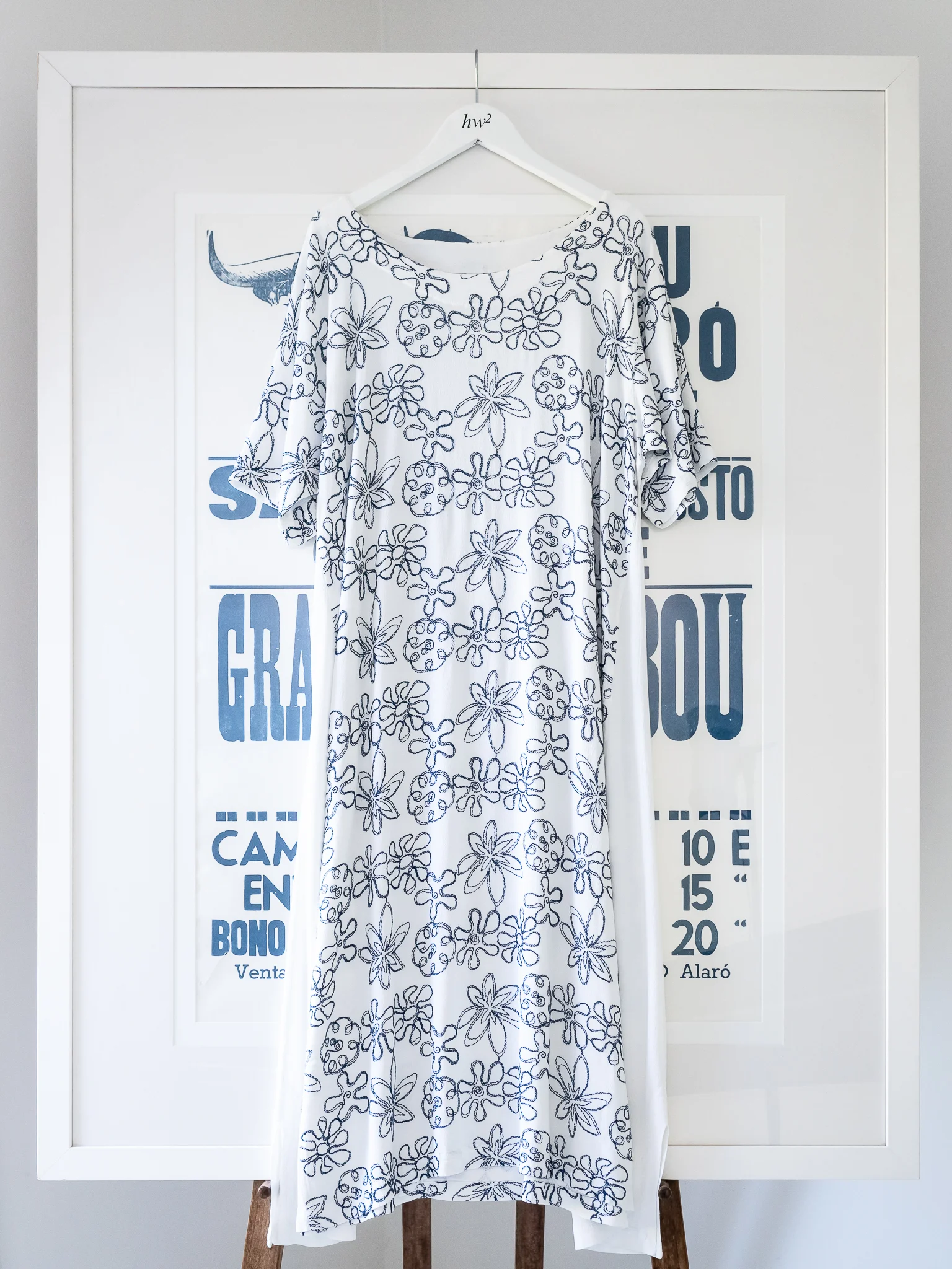 C54BF - Side Panel Dress - Blue Flower Crepe - SRP £266