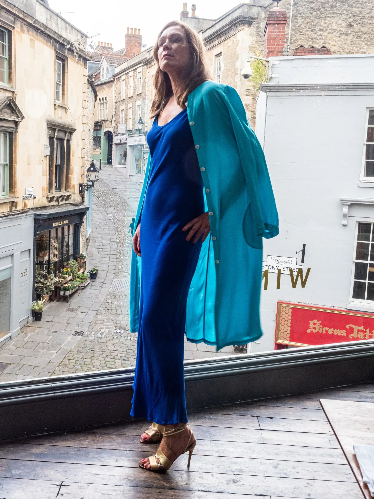 C15 Crepe Spaghetti Slip Dress / C36 Crepe Coat Dress