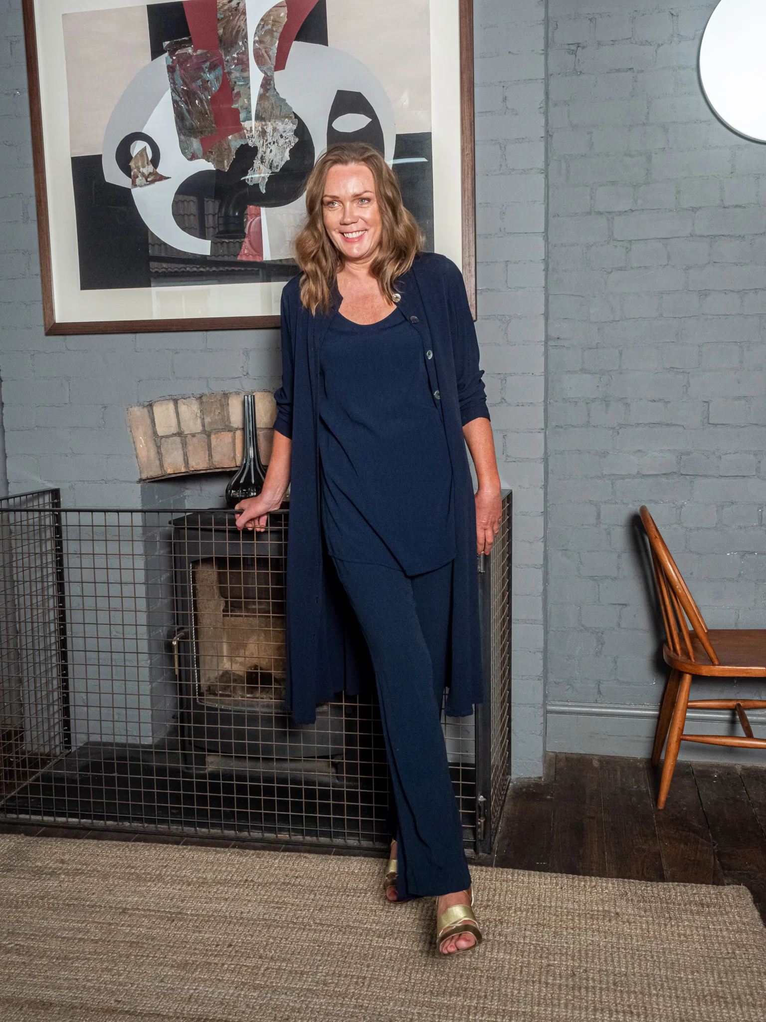 C36 Crepe Coat Dress / C3 Crepe Tunic Vest / C10 Crepe Straight Pant