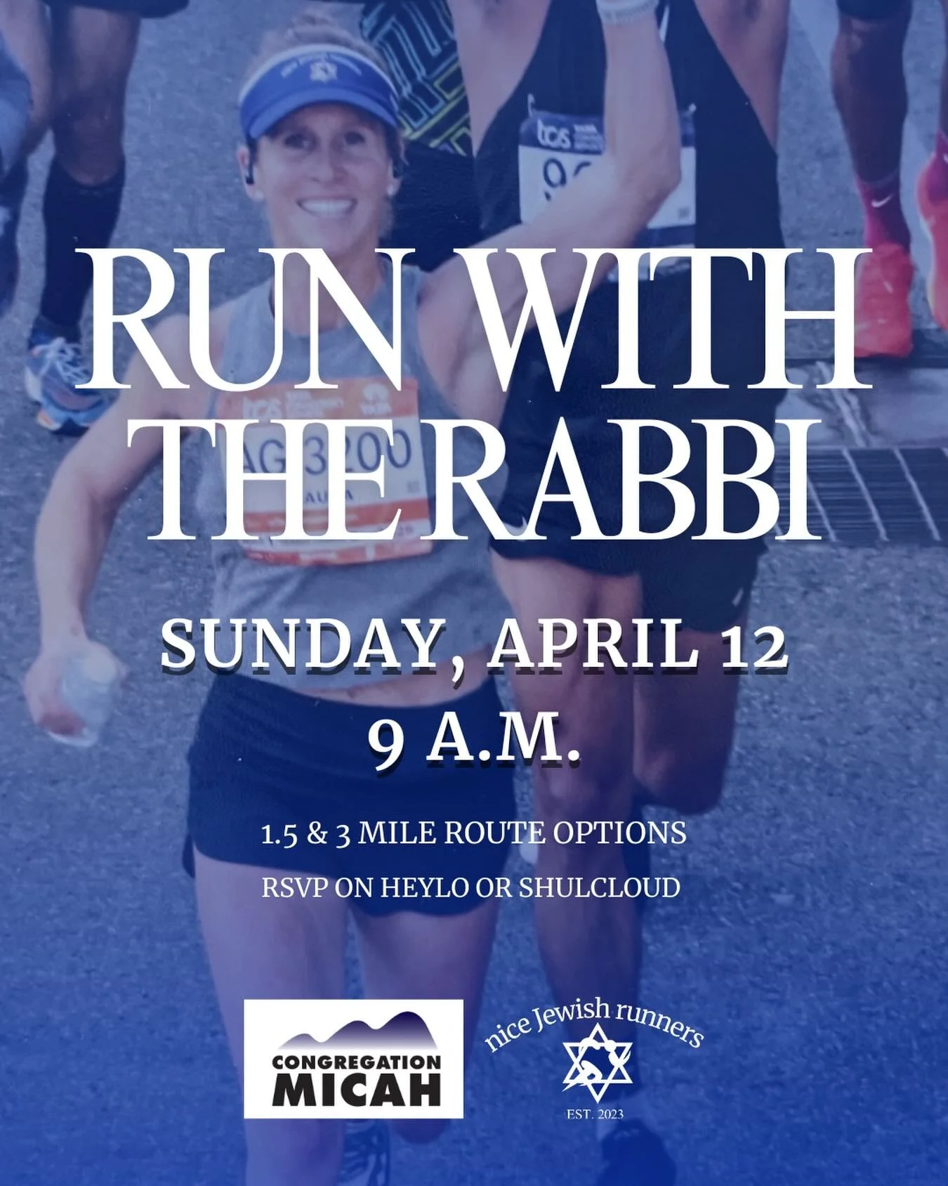All are welcome! Runners and walkers alike&hellip; blessings before, bagels after. (Passover will be over and the bagels will be sooooooo good!)