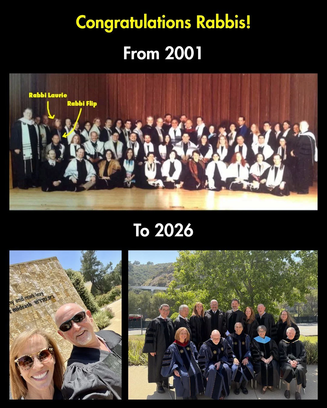Mazal tov to Rabbis Laurie and Flip!
They just received their Doctor of Divinity from Hebrew Union College&ndash;Jewish Institute of Religion, honoring 25 years in the rabbinate.

25 years of leadership
25 years of learning
25 years of guiding with w