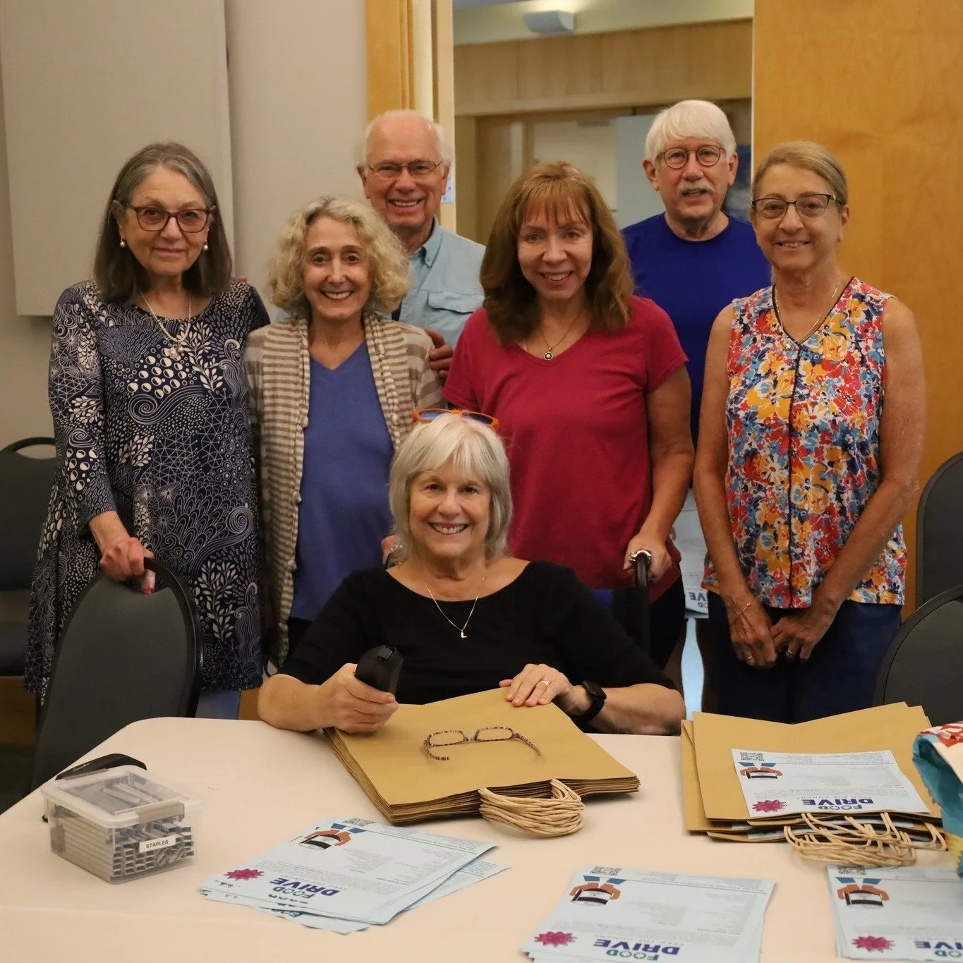A big thank you to our incredible Social Action Committee volunteers! 

This group has been hard at work preparing grocery bags and informational flyers to make participating in Micah&rsquo;s annual Yom Kippur Food Drive as easy as possible. Bags wer
