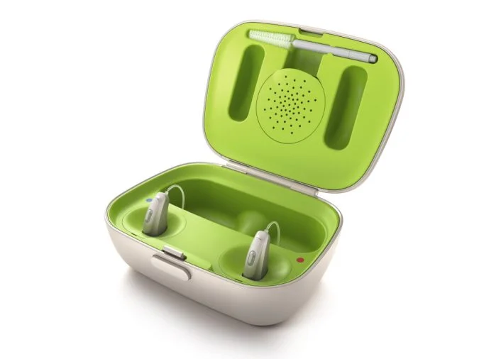 Phonak Rechargeable Hearing Aids and Charging Station