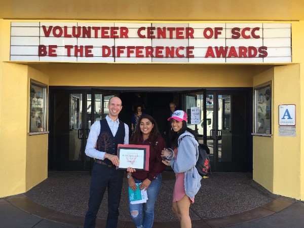 FoodWhat youth leaders, Abi and Iris, join Executive Director Doron Comerchero to receive a " Be the Difference" Award recognizing the "Top 50 People, Groups and Businesses who do the most to transform Santa Cruz County through volunteerism." FoodWhat received special honors at the recent 2017 Awards Gala as one of five outstanding nominees from the top 50 volunteer champions.
