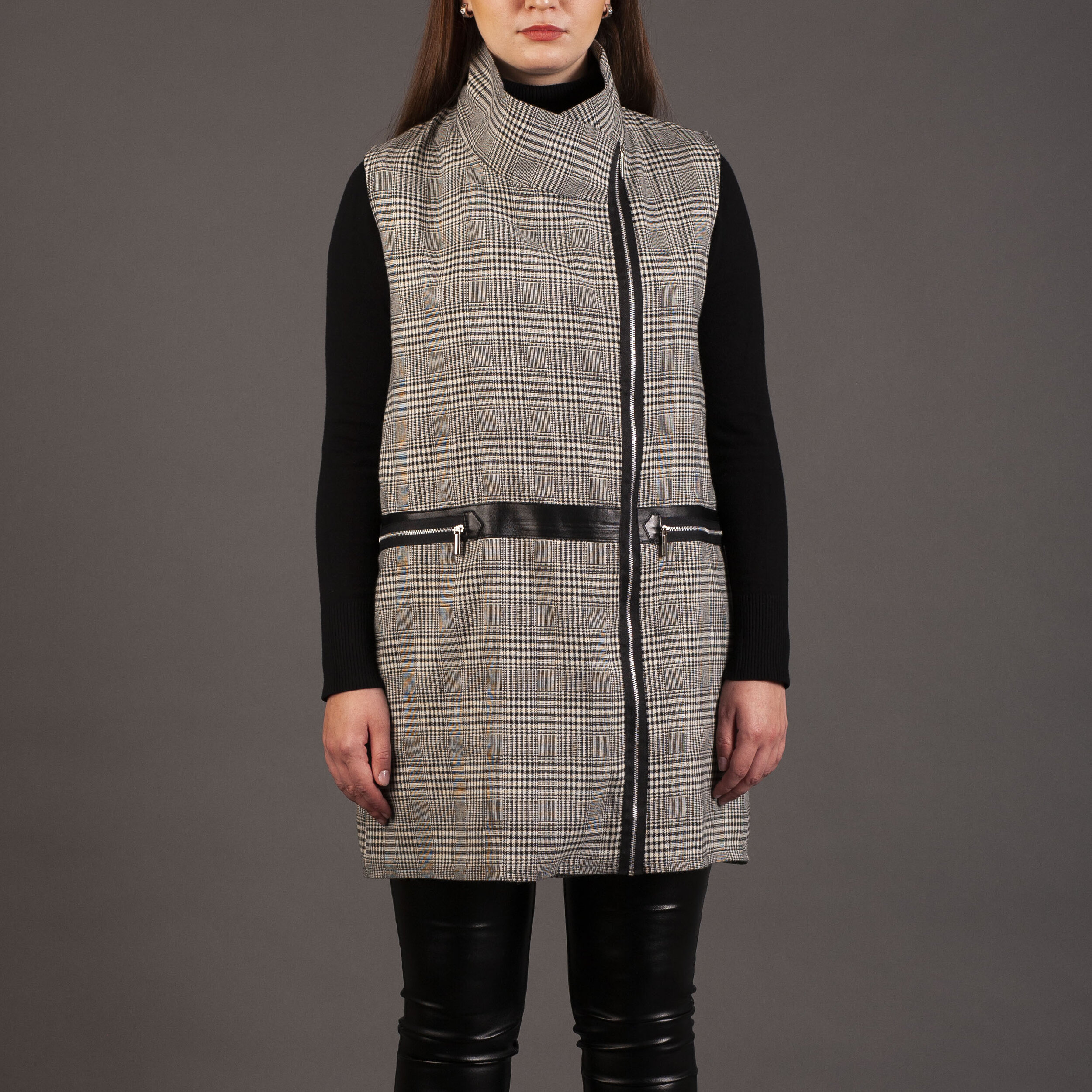 Long vest with zipper pockets (sb1522)