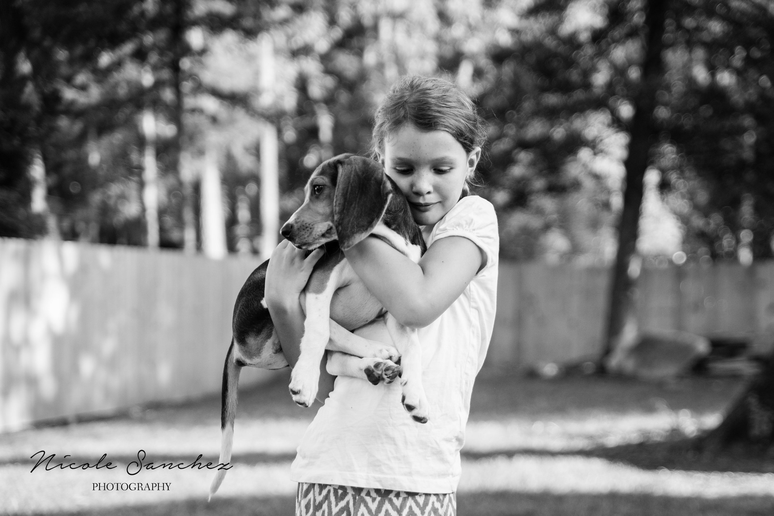 Girl hugging puppy | Alexandria, VA Family Photographer